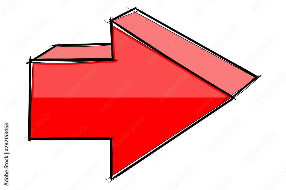 Arrow sign. Red hand drawn sketch Arrow sign. Red hand drawn sketch