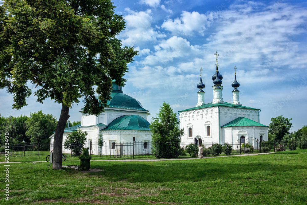Suzdal, Russia. Church of the Entry into Jerusalem and Pyatnitskaya Church. The Orthodox Church in Suzdal. 