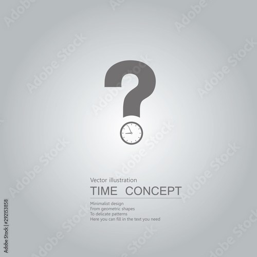 Questions about time. Isolated on grey background.