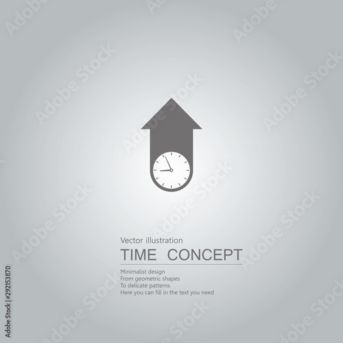 Vector drawn clock icon. Isolated on grey background.