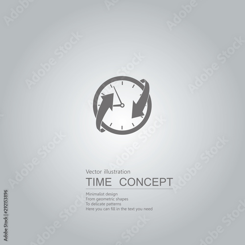Vector drawn clock icon. Isolated on grey background.