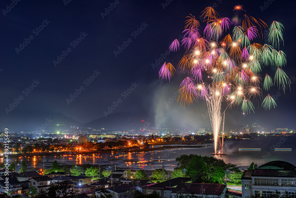 長野県 岡谷とうろう流し 花火大会 19 Stock Photo Adobe Stock