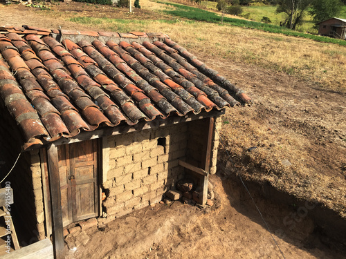 A clay hut, the native style of building in the sierra of ecuador