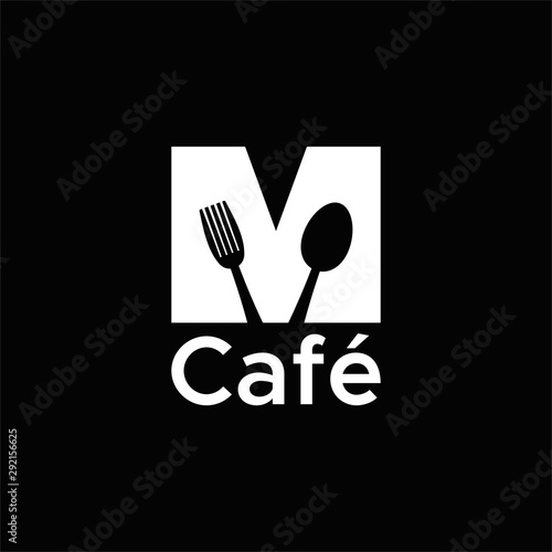 letter M for M cafe logo design unique