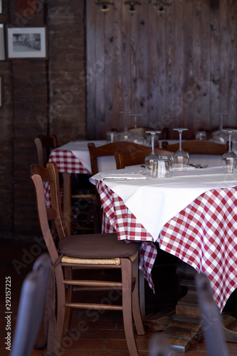 interior of a typical Italian trattoria photo