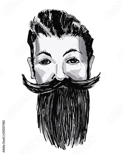 Movember, a man with a mustache and beard. Social challenge.