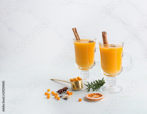 Copy space with sea buckthorn drink