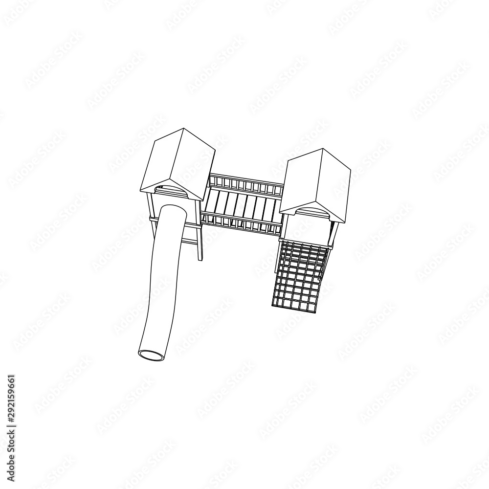 Kids Playground Line art - coloring page, line art illustration for children Kids Playground Line art - coloring page, line art illustration for children