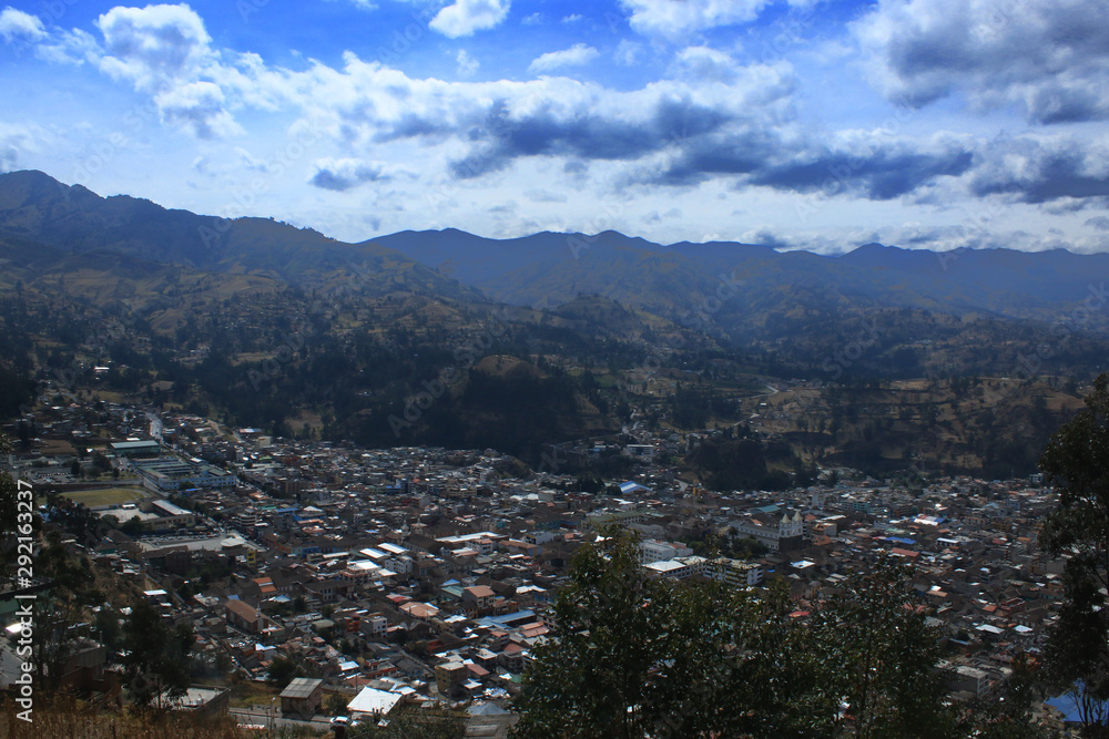 Guaranda, a large city in the sierra of ecuador with mountains in the background