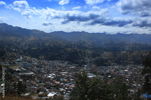 Guaranda, a large city in the sierra of ecuador with mountains in the background