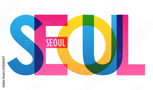 SEOUL colorful city name typography banner
