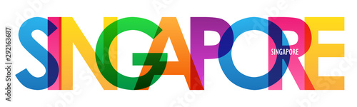SINGAPORE colorful city name typography banner