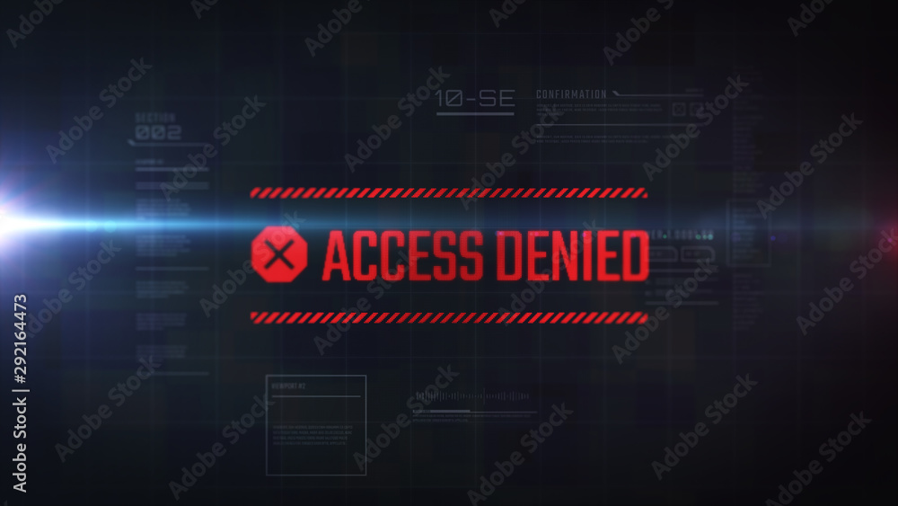 Access denied label. LCD effect text. Futuristic background. Access denied label. LCD effect text. Futuristic background.