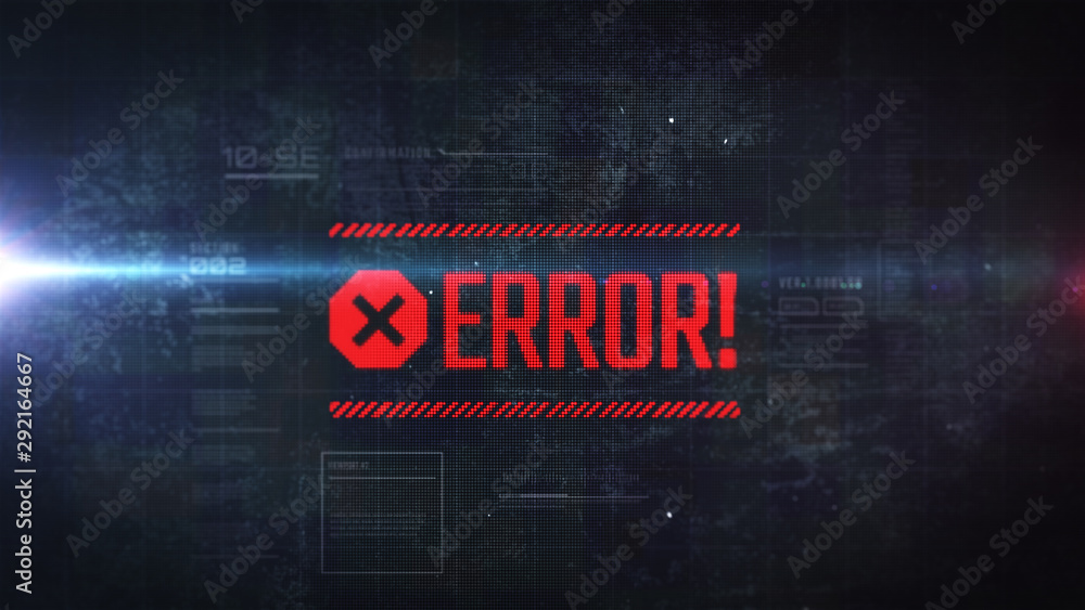 Stockillustratie Red error message with cross sign. LCD monitor effect ...