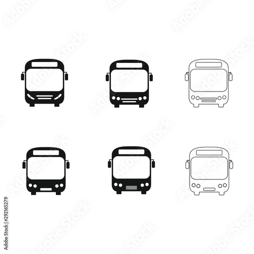 bus icon set, symbol vector. on white background 