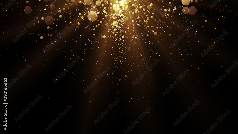 Fototapeta Złote cząsteczki. Abstrakcjonistyczny splendoru tło dla świętowania.