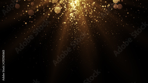 Golden particles. Abstract glamour background for celebration.