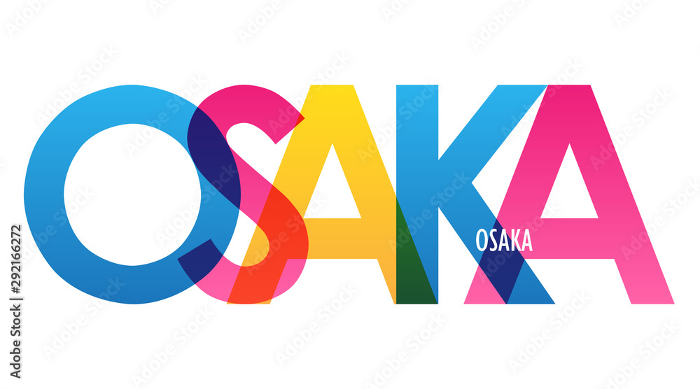 Fototapeta premium OSAKA kolorowy wektor typografia transparent