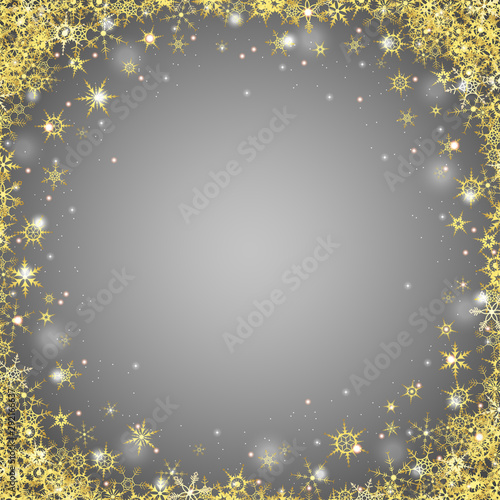 golden snowflakes on colored background