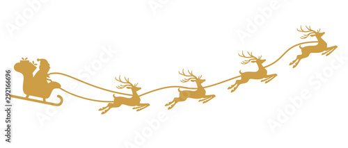 Santa Claus with sled and reindeers