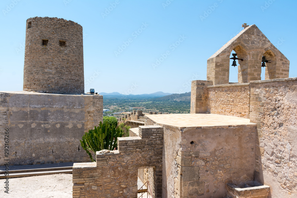 bell tower in the medieval castle of Capdepera in Majorca