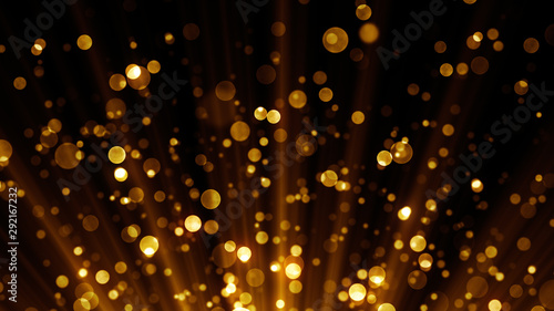Golden particles. Abstract background with magic lights and glitter sparks. 