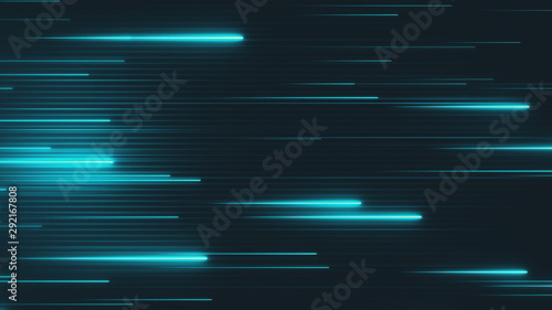 Abstract high tech surface background with neon rays moving forward. Innovation texture concept. Shiny beams in a cyberspace. Futuristic data flow.