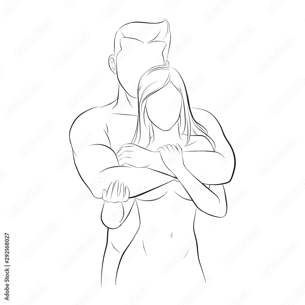 a cute cartoon of young lover.A good relationship in a happy fallen in love couple.Handsome man hug his girlfriend from the back. both naked .Happy valentine concept. a cute cartoon of young lover.A good relationship in a happy fallen in love couple.Handsome man hug his girlfriend from the back. both naked .Happy valentine concept.