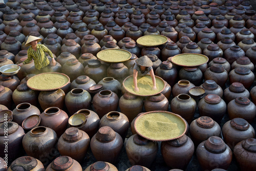 produce soy sauce in tradition village at Hungyen province, Vietnam, this is a handicraft photo