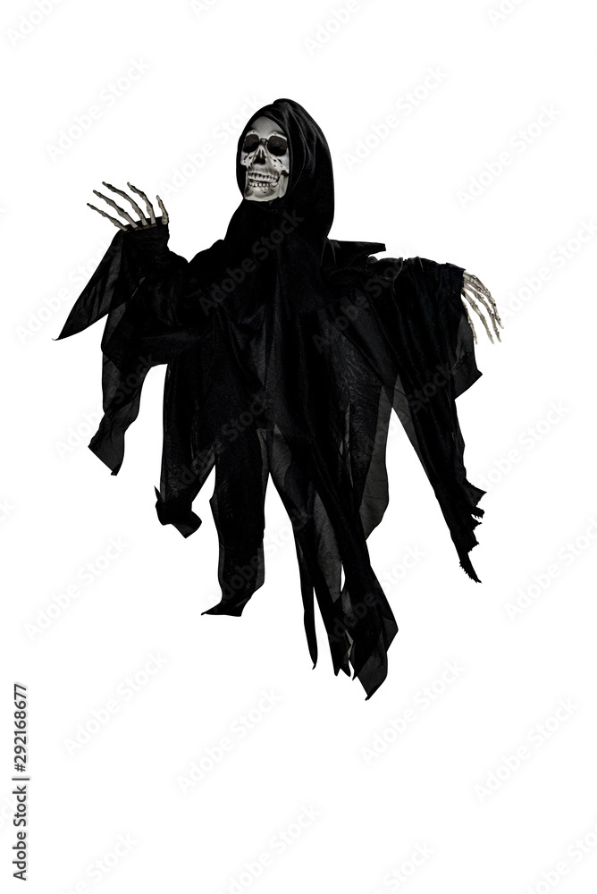 Flying ghost skeleton on a white background. Flying ghost skeleton on a white background.