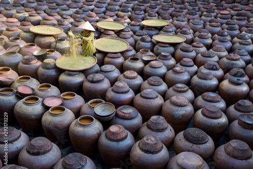 produce soy sauce in tradition village at Hungyen province, Vietnam, this is a handicraft photo