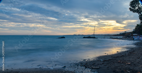 Sunset on the beach in Toreqebrada  Andalucia  Spain