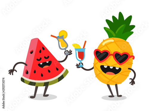 cute fruit watermelon and pineapple