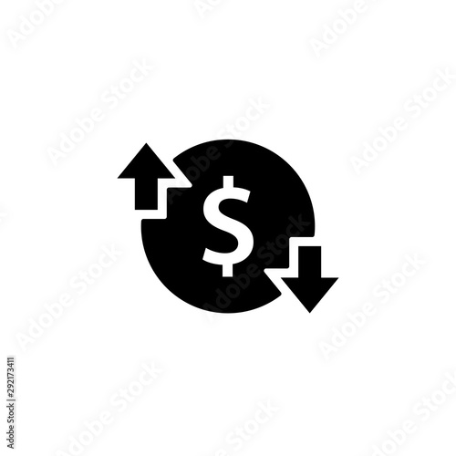 Change price black icon. Clipart image isolated on white background