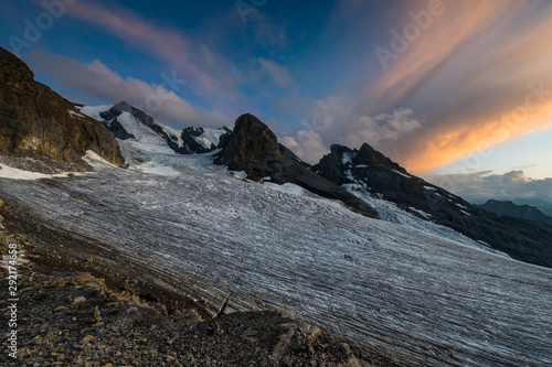 sunset mood at Blümlisalpgletscher at Blümlisalphütte SAC photo