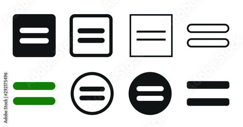 Flat Equal Icon Set Symbol Illustration – Vector photo