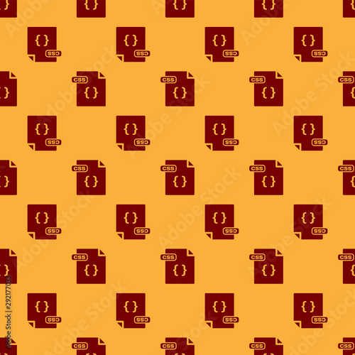 Red CSS file document. Download css button icon isolated seamless pattern on brown background. CSS file symbol. Vector Illustration