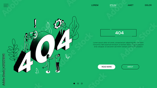 404 error landing page - modern vector web banner