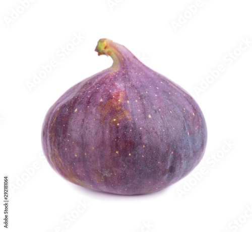 Fresh purple fig fruit isolated on white background. Whole ripe fig fruit.