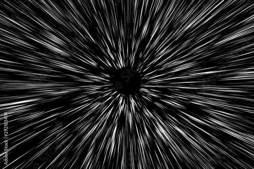 Snow lines bokeh white on black background. abstract speed light motion blur texture. star particle or space traveling