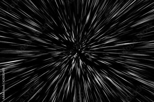 Snow lines bokeh white on black background. abstract speed light motion blur texture. star particle or space traveling