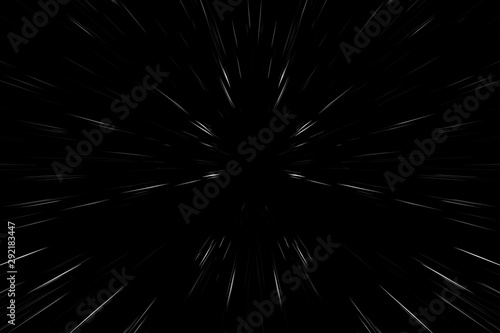 Snow lines bokeh white on black background. abstract speed light motion blur texture. star particle or space traveling