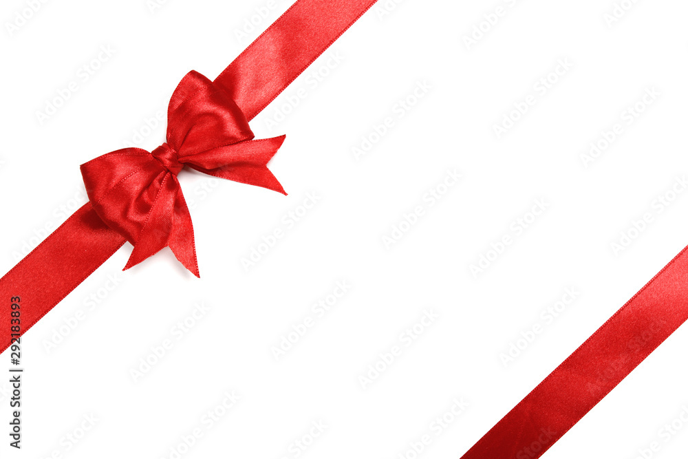 Shiny red satin ribbon on white background Shiny red satin ribbon on white background