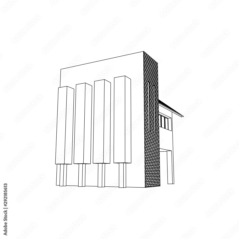 Modern Architectural House Line art illustration. Modern Architectural House Line art illustration.