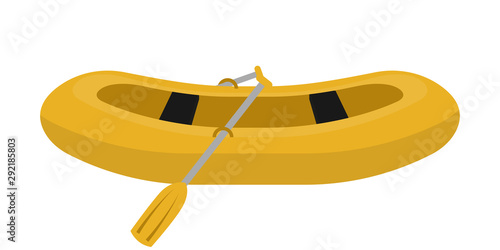 Yellow rubber boat flat vector illustration
