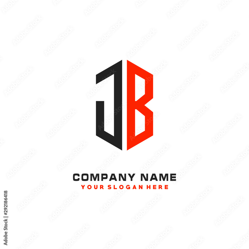 Fototapeta premium JB Letter Logo Hexagonal Design, initial logo for business,