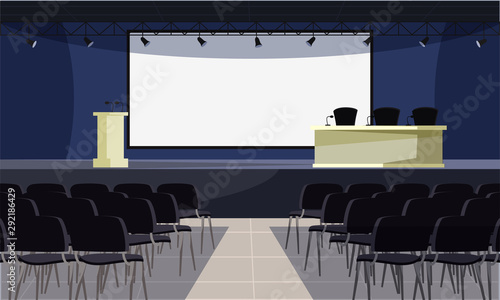 Empty conference room flat vector illustration