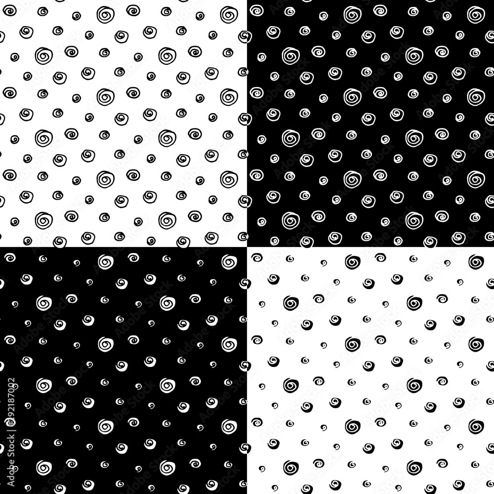 Abstract polka dot pattern set with hand drawn dots. Cute vector black ...