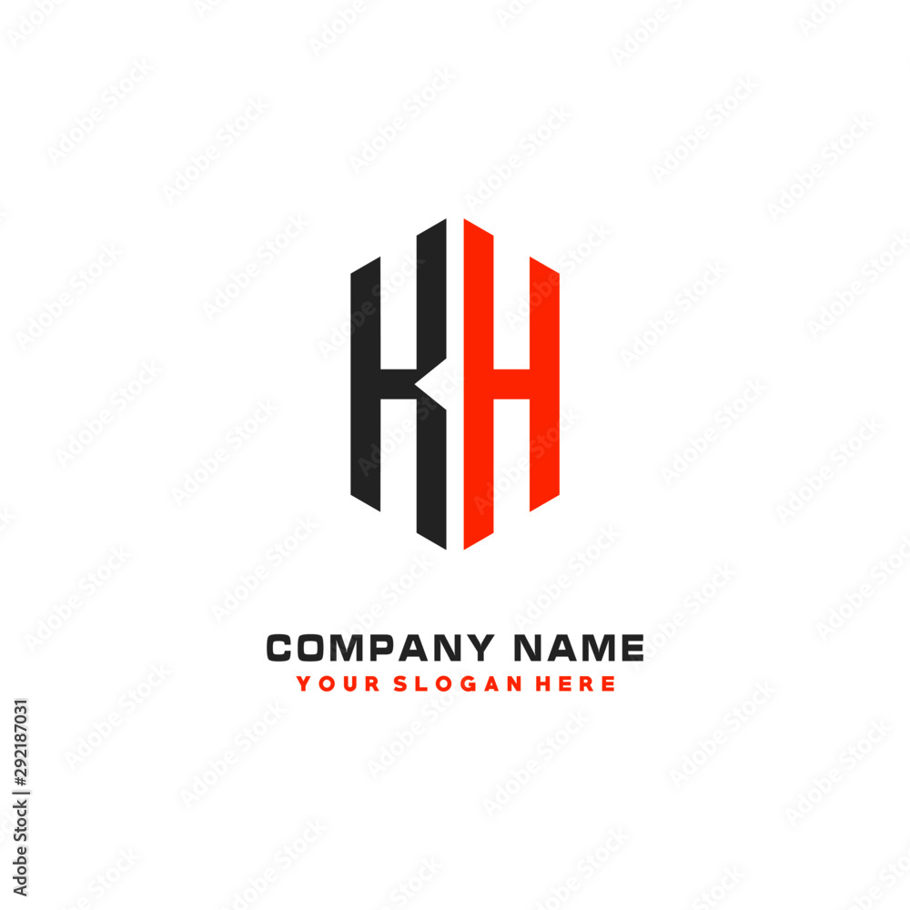 Fototapeta premium KH Initial Letter Logo Hexagonal Design, initial logo for business,