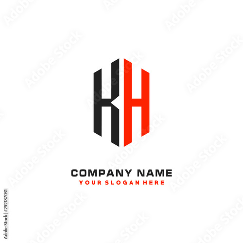 KH Initial Letter Logo Hexagonal Design, initial logo for business,